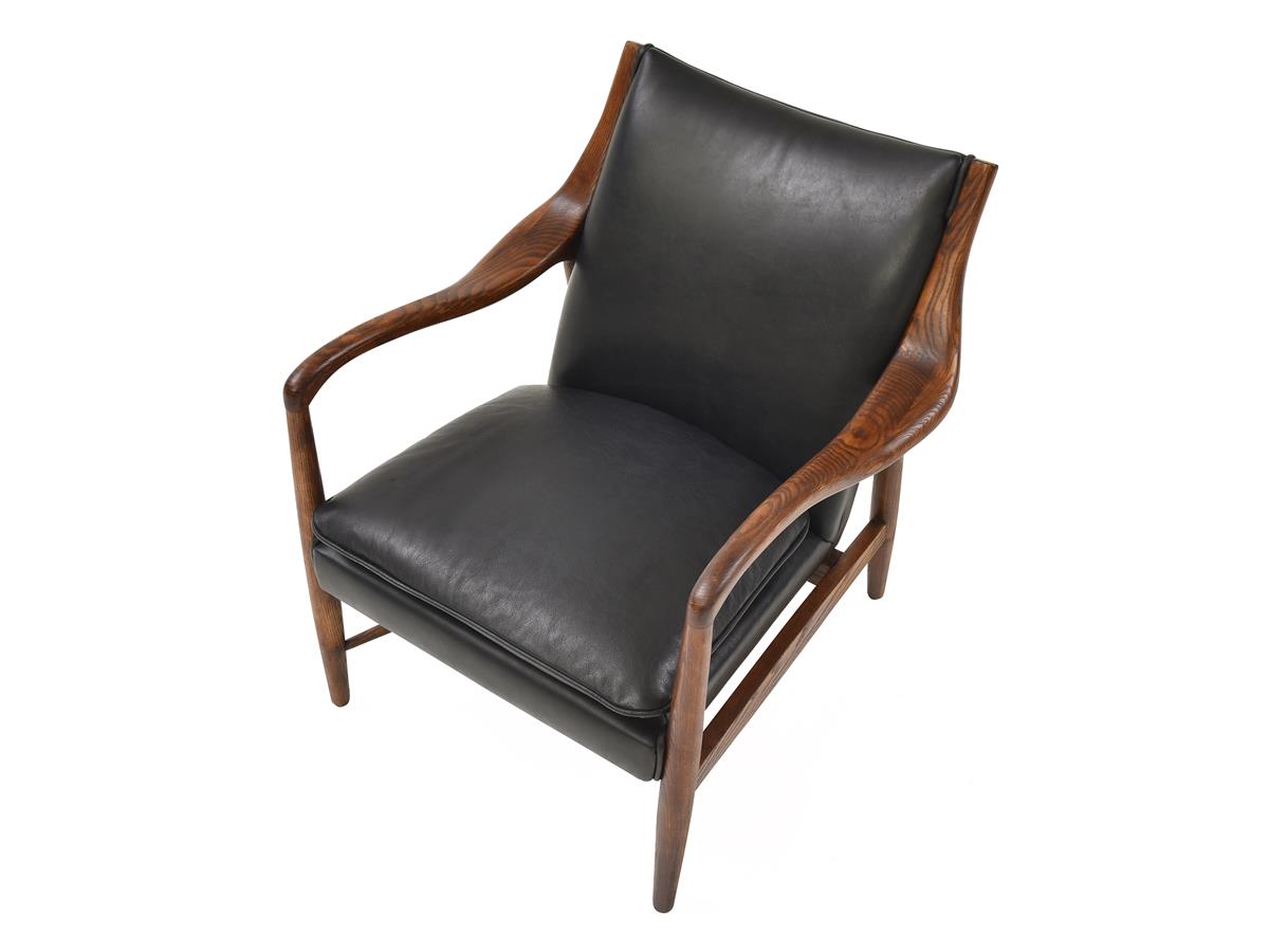 Kiannah Top-Grain Leather Club Chair, Black